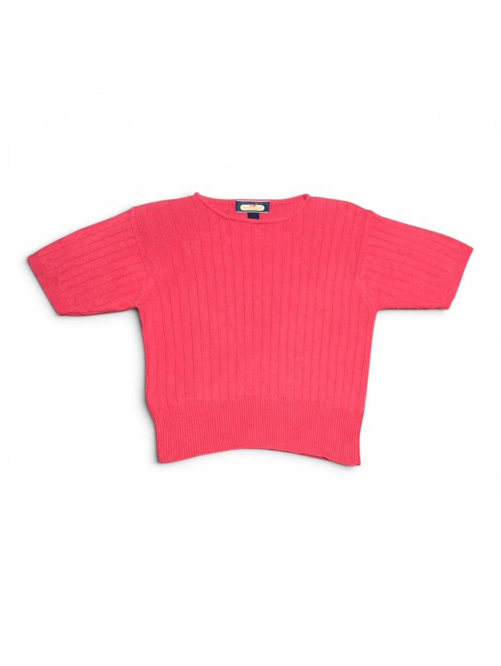 Vintage Princeton Club Women's Short Sleeve Ribbed Cotton Sweater Small